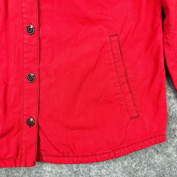 LL Bean Signature Shirt Jacket Womens 6 Red Button Up Lined Cotton Pockets - Picture 5 of 13